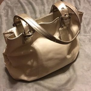 White and Gold Coach Purse
